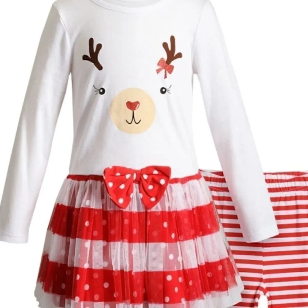 *NEW* GIRLS' SZ 4 REINDEER 2PC DRESS\LEGGING OUTFT